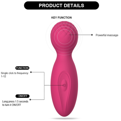 FDA Silikonowy czerwony 4-calowy masażer do ciała Dildo Różowy bezprzewodowy masażer pleców IPX6